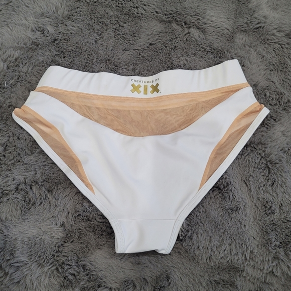 Creatures of xix goddess high waisted white nude mesh cheeky bikini bottoms - Picture 4 of 5